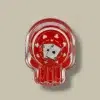 Skull Glass Cigarette Ashtray with Red Aces Design – Side View