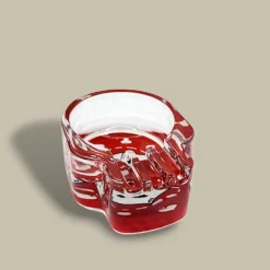 Skull Glass Cigarette Ashtray with Red Aces Design – Top View