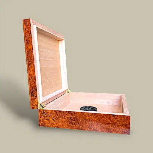 Small Burlwood Cigar Humidor HM-113S-BU – Side Angle