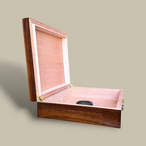 Small Walnut Cigar Humidor HM-114W-NT – Side Angle