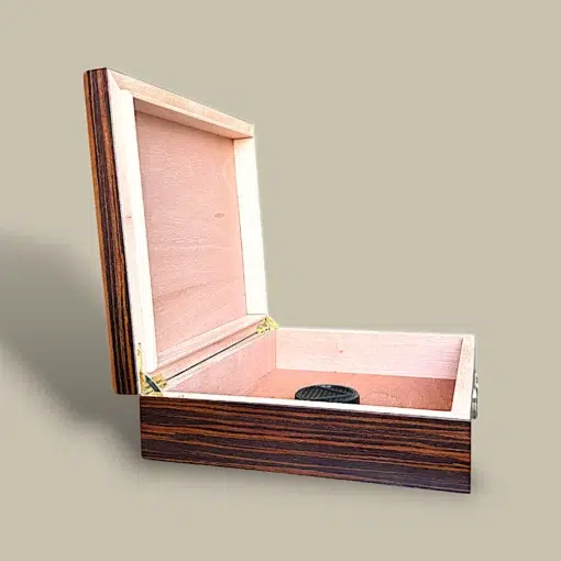 Small Zebrano Wood Cigar Humidor HM-115W-ZB – Side Angle