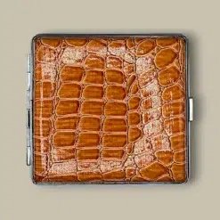 Tan Crocodile Leather Cigarette Case CC-33 Front View