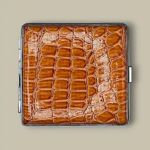 Tan Crocodile Leather Cigarette Case CC-33 Front View