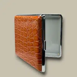 Tan Crocodile Leather Cigarette Case CC-33 Open