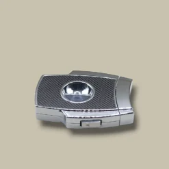 V-Cut Cigar Cutter Carbon Fiber Silver – Front View