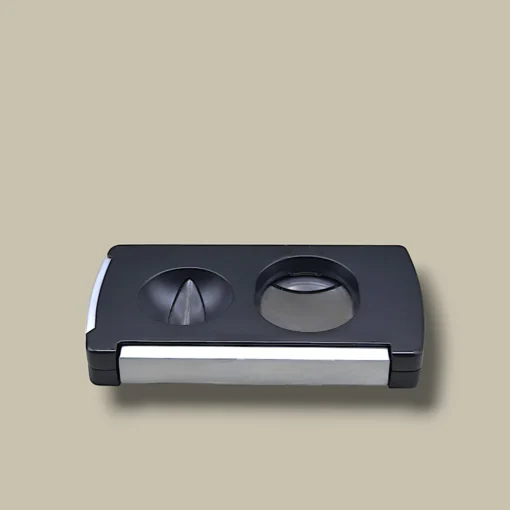 Black Dual Cigar Cutter with V-Cut and Straight Blade – Front View