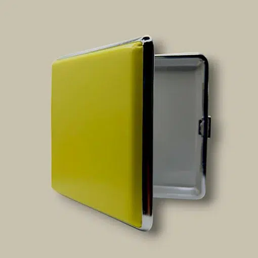Yellow Leather Cigarette Case CC-47 Open
