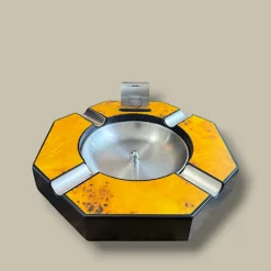 Yellow Octagonal Cigar Ashtray with Cutter ASH-CG02YW – Side View
