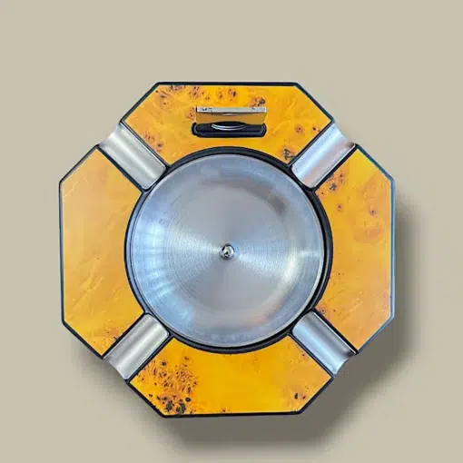 Yellow Octagonal Cigar Ashtray with Cutter ASH-CG02YW – Top View