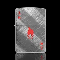 ZIPPO® Ace Flame Lighter – Brushed Chrome – Front View