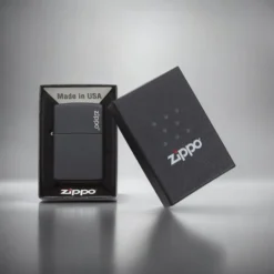 ZIPPO® Black Matte Logo Design with Box 218ZL