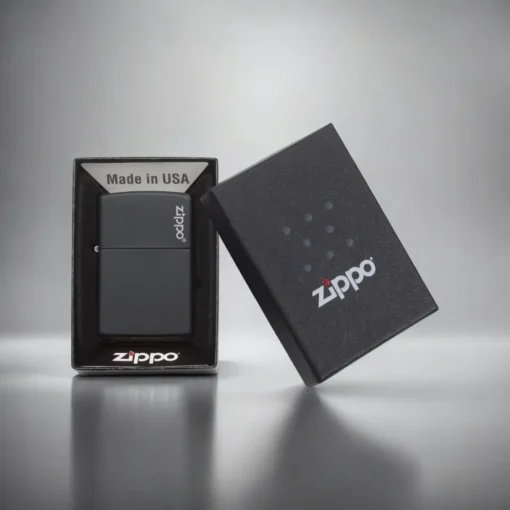 ZIPPO® Black Matte Logo Design with Box 218ZL
