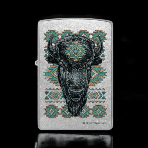 ZIPPO® Buck Wear Bison Design Lighter – Front View