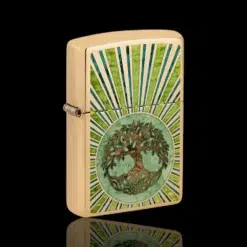 ZIPPO® Tree of Life Brass Lighter – Side Angle