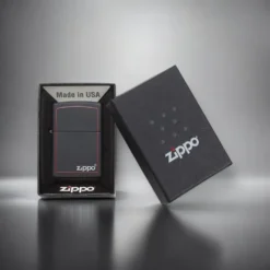 ZIPPO® Red Border Black Matte with Box 218ZB
