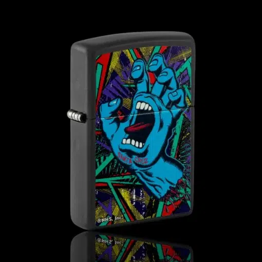 ZIPPO® Santa Cruz Screaming Hand Lighter – Side Angle