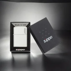 ZIPPO® White Matte Logo Design with Box 214ZL