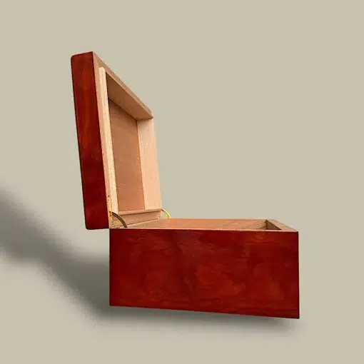 Side Angle of Glossy Cherry Cigar Humidor