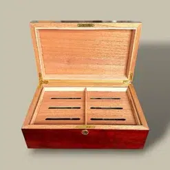 Glossy Brown Cigar Humidor 218L-BR Tray Open