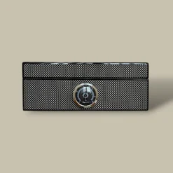 Carbon Fiber Cigar Humidor – 25 Cigars – Front with Hygrometer
