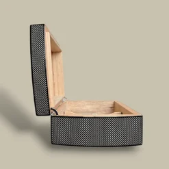 Carbon Fiber Cigar Humidor – Side View Open – 25 Cigars