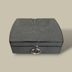 Gloss Carbon Fiber Humidor – Top View – 25 Cigars