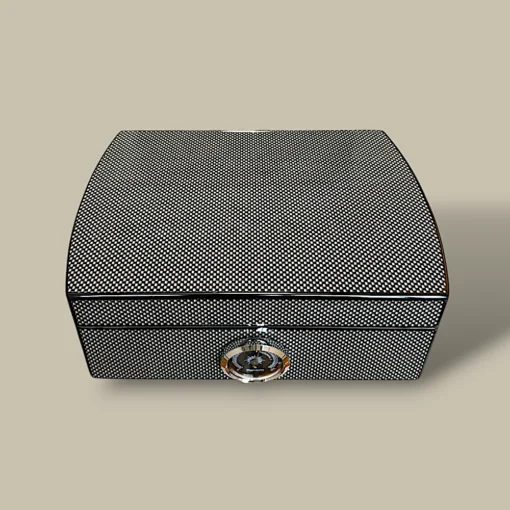 Gloss Carbon Fiber Humidor – Top View – 25 Cigars