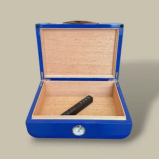 Open Blue Cigar Humidor – Cedar Interior – 30 Cigars