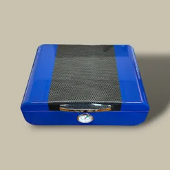 Blue Gloss Humidor – Top View – Carbon Fiber Center