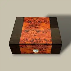 Top View of Gloss Burl Humidor for 30 Cigars