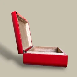 Side Profile of Red Humidor – Gloss Lacquer Finish