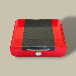 Top View – Carbon Fiber and Red Cigar Humidor