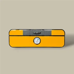 Yellow Cigar Humidor with External Hygrometer – Front View