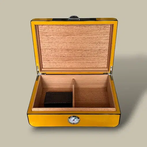 Interior View of 30 Cigar Humidor with Divider and Humidifier