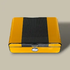 Top View – Carbon Fiber and Yellow Cigar Humidor
