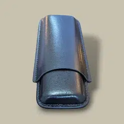 Black Leather Cigar Case – Closed – 2 Cigars