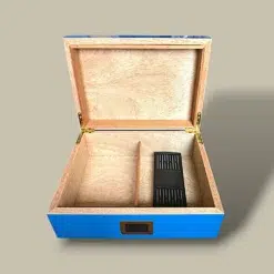 Open Humidor with Digital Hygrometer – Blue Gloss – 35 Cigars