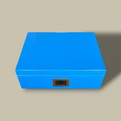 High Gloss Blue Humidor – Top View – 35 Cigars