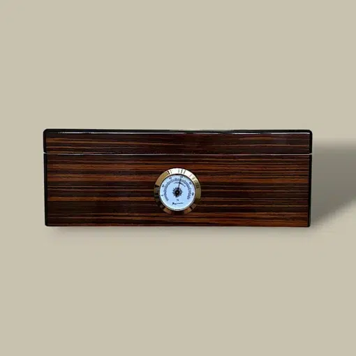 40 Cigar Humidor – Brown Grain Wood – Front View