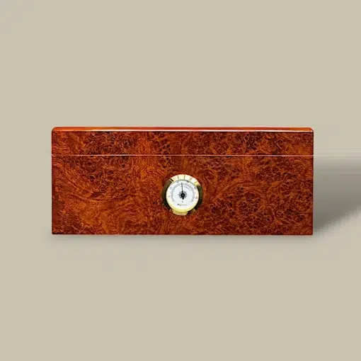 Humidor for 60 Cigars – Burl Finish – Front View