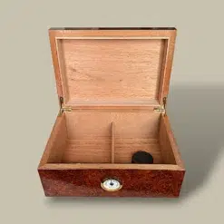 Open Burl Humidor with Divider – Holds 60 Cigars