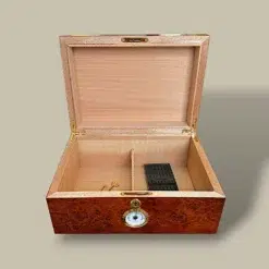 Open Burlwood Humidor – 60 Cigars – Cedar Interior
