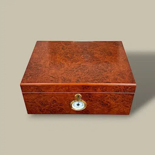 Gloss Burlwood Humidor – Top View – 60 Cigars