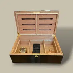 Black Humidor Open – Tray Removed – 75 Cigars