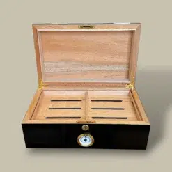 Open Black Humidor with Tray – 75 Cigars – Gloss Finish