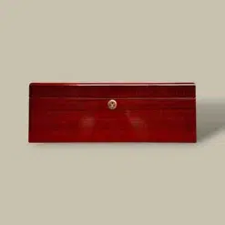Glossy Cherry Humidor – Front View – 75 Cigars