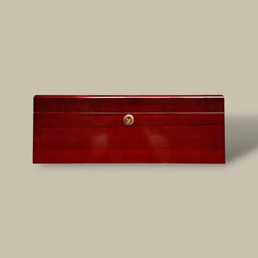 Glossy Cherry Humidor – Front View – 75 Cigars