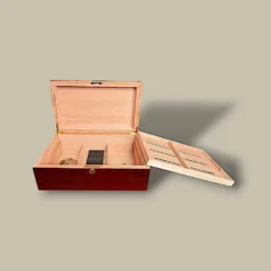 Open Cherry Humidor with Tray – 75 Cigars Capacity