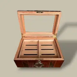 Open Humidor Base – Dark Burl Finish – Lock and Humidifier