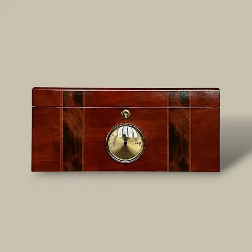 Glass Top Dark Burl Humidor – 80 Cigars – Closed View